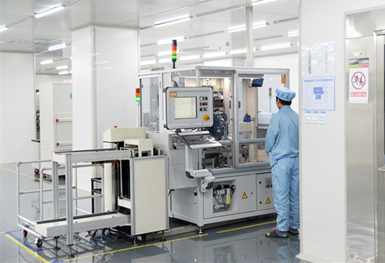 Dust-free SMT workshop at Shenzhen Luxey with automated chip mounter for LED boards